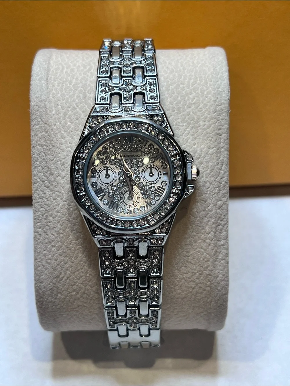 Silver Tone CZ-Accented Women's Bracelet Watch